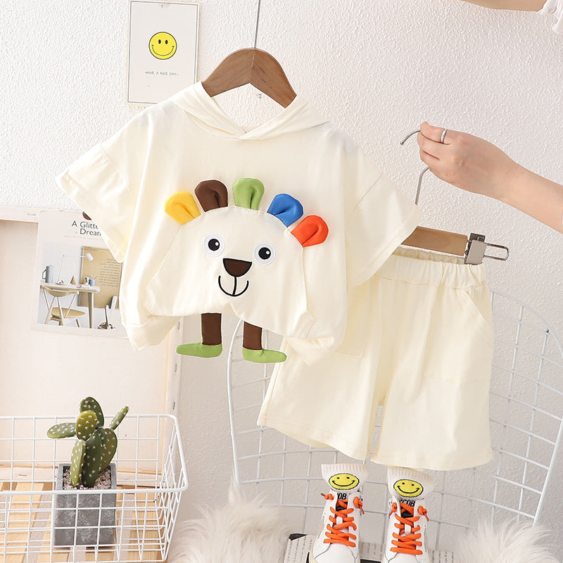 Wholesale Summer Boys' Cotton Short Sleeved Shorts Set
